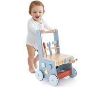 Chariot de marche en bois COSTWAY, trotteur pour bébé avec centre multi-activités, chariot de marche pour enfants à partir de 1 an