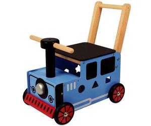 Chariot de marche en bois porteur pousseur trieur Train bleu I'm Toy®