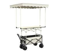 Chariot De Marché Extérieur, Chariot À Provisions Pliable Avec Roues, Offrant Une Grande Capacité, Adapté Aux Marchés Et Aux Attractions Touristiques(Beige,WITH CANOPY_STANDARD MODEL)