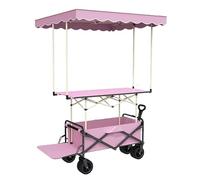 Chariot De Marché Extérieur, Chariot À Provisions Pliable Avec Roues, Offrant Une Grande Capacité, Adapté Aux Marchés Et Aux Attractions Touristiques(Pink,WITH CANOPY_DOLLY MODEL)