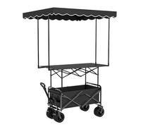 Chariot De Marché Extérieur, Chariot À Provisions Pliable Avec Roues, Offrant Une Grande Capacité, Adapté Aux Marchés Et Aux Attractions Touristiques(Black,WITH CANOPY_STANDARD MODEL)