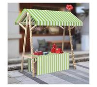 Chariot de marché fermier en bois avec auvent - Kiosque de vendeur pour vendre de la nourriture, de la crème glacée, des bonbons, des desserts, des boissons et des bibelots - Présentoir portable (vert