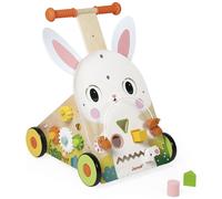 Janod Chariot de marche Farm Rabbit – 9 activités Bois Frein breveté Multicolore