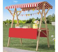 Chariot de marché Pliable Cadre Bois renforcé Planche épaisse bâche Pare-Soleil Installation Rapide pour commerces détaillants marchés Nocturnes et événements extérieurs(Red,150cm(59in))