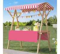Chariot de marché Pliable Cadre Bois renforcé Planche épaisse bâche Pare-Soleil Installation Rapide pour commerces détaillants marchés Nocturnes et événements extérieurs(Pinks,150cm(59in))