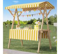 Chariot de marché Pliable Cadre Bois renforcé Planche épaisse bâche Pare-Soleil Installation Rapide pour commerces détaillants marchés Nocturnes et événements extérieurs(Orange+White,120cm(47.2in))