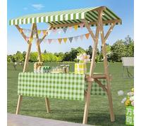 Chariot de marché Pliable Cadre Bois renforcé Planche épaisse bâche Pare-Soleil Installation Rapide pour commerces détaillants marchés Nocturnes et événements extérieurs(Green+Black,150cm(59in))