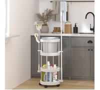 Chariot de ménage avec panier de rangement Aluminium