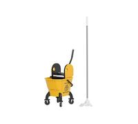 Chariot de ménage chariot de lavage chariot de nettoyage avec essoreuse à pression seau 26L et serpillère jaune