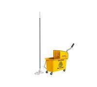 Chariot de ménage chariot de lavage nettoyage professionnel essoreuse latérale seau 20L poignée et serpillère jaune