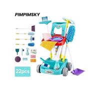 Chariot de Ménage Enfant Jouet d\'imitation Jouet nettoyage Jeu de rôle + Balais + Vadrouille - PIMPIMSKY