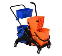 Chariot de ménage - HOMCOM - chariot lavage professionnel essoreuse seau 26 L panier - PP - 78x45x95cm - orange