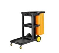 Chariot de Nettoyage Commercial à 3 étagères avec Housse et Sac en Vinyle, Chariot de ménage en Plastique, Chariot de Nettoyage sur roulettes - Noir