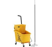 Chariot de nettoyage HOMCOM Chariot de nettoyage seau de 36 litres avec presse, chariot de ménage avec serpillière et poignée pour le nettoyage de bâtiments, de bureaux Jaune