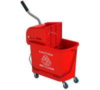 HOMCOM Chariot de Nettoyage Lavage Seau de ménage 20 L avec essoreur et séparateur Eau Sale Propre Rouge 60L x 27l x 70,5H cm