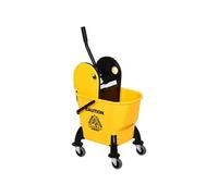 Chariot de nettoyage lavage seau de ménage 26L avec essoreur - 4 roulettes, poignées - métal PP jaune noir