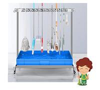 Chariot de nettoyage multifonction mobile avec support pour balai et serpillère, support professionnel pour outils de jardin, support de drainage roulant pour garage, école et jardin