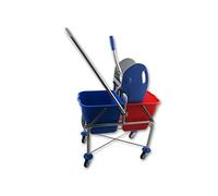 Chariot de Nettoyage Professionnel à Double Seaux - Chrome avec Presse