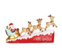 Chariot de Noël gonflable pour décoration extérieure, cour gonflable, trois cerfs tirant un traîneau et Père Noël avec LED intégrées pour décoration intérieure, jardin, pelouse (règles australiennes)