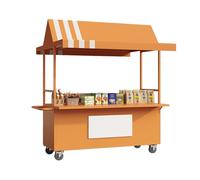Chariot de nourriture de rue avec roues 140 cm Chariot portable pour marchés, foires et salons d'artisanat Support alimentaire mobile pour événements en plein air Fournitures de camion de nourriture