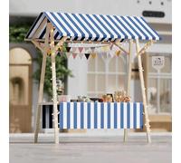 Chariot de nourriture de rue pliable en bois avec roues et bande lumineuse à DEL - Présentoir portable pour marchés en plein air, marchés agricoles, salons d'artisanat - Léger et pratique (F1 150 x 60