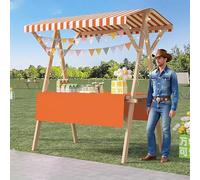 Chariot de nourriture de rue pliable en bois pour marché fermier, stand de vendeur de collations, cadre de kiosque de 120 cm pour desserts/événements de crème glacée, portable et élégant (orange)