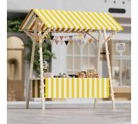 Chariot de nourriture de rue pliable en bois sur roulettes léger pour marchés agricoles et salons d'artisanat Support portable pour fleurs 150 x 60 x 200 cm Blanc