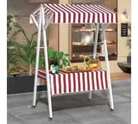 Chariot de nourriture de rue pliable pour affichage du marché des agriculteurs, support mobile robuste avec rangement et transport faciles