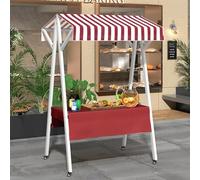 Chariot de nourriture de rue pliable pour affichage du marché des agriculteurs, support mobile robuste avec rangement et transport faciles