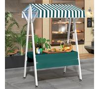 Chariot de nourriture de rue pliable pour affichage du marché des agriculteurs, support mobile robuste avec rangement et transport faciles