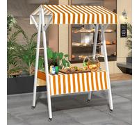 Chariot de nourriture de rue pliable pour affichage du marché des agriculteurs, support mobile robuste avec rangement et transport faciles