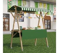 Chariot de nourriture d'extérieur pliable portable avec auvent et roues en bois et stand de marché spacieux pour les événements en plein air, les festivals et la nourriture de rue