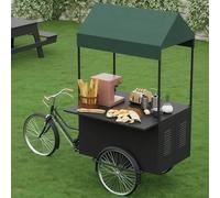 Chariot de nourriture mobile avec auvent pare-soleil pour café, bonbons, collations et boissons, stand de marché en métal pour rue extérieure