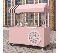 Chariot de nourriture mobile avec roues et auvent pour vente de rue et événements de marché