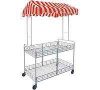 Chariot de nourriture mobile sur roues verrouillables, présentoir portable pour marché agricole, chariot d'extérieur avec cadre pliable et design peu encombrant, 110 x 200 cm