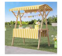 Chariot de nourriture pliable à roulettes - 106,7 x 137,2 cm - Chariot de cuisine de rue pour entreprise et présentation de fleurs, auvent pour festivals et fêtes