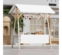 Chariot de Nourriture Pliable for Entreprise, présentoir Mobile avec roulettes et Bande Lumineuse, kiosque en Bois for la Vente de Hot-Dogs, de Glaces et de Nourriture(White,120 * 60 * 200)