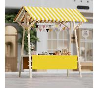 Chariot de Nourriture Pliable for Entreprise, présentoir Mobile avec roulettes et Bande Lumineuse, kiosque en Bois for la Vente de Hot-Dogs, de Glaces et de Nourriture(D2,120 * 60 * 200+Wheel)