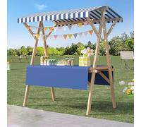 Chariot de nourriture pliable - Support de vendeur en bois léger avec auvent, parfait pour la crème glacée, les hot-dogs, les desserts - Chariot de présentation de collations de 150 cm pour événements