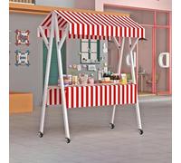 Chariot de nourriture pliable sur roulettes, stand de vendeur portable avec auvent Oxford, présentoir en fer pour la nourriture de rue et les événements de vente