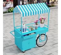 Chariot de nourriture portable avec auvent, chariot d'extérieur avec tiroirs de rangement, présentoir mobile pour événements de marché et utilisation commerciale