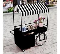 Chariot de nourriture portable avec auvent, chariot d'extérieur avec tiroirs de rangement, présentoir mobile pour événements de marché et utilisation commerciale