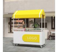 Chariot de nourriture portable avec auvent, présentoir mobile pour événements en plein air, roues verrouillables, idéal pour les marchés alimentaires de rue et les festivals, construction durable
