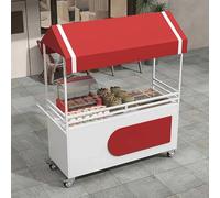 Chariot de nourriture portable avec auvent, roues verrouillables pour la vente de fruits, légumes, boissons et fleurs, présentoir mobile