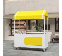 Chariot de nourriture portable avec auvent, roues verrouillables pour la vente de fruits, légumes, boissons et fleurs, présentoir mobile