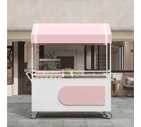 Chariot de nourriture portable avec auvent, roues verrouillables pour la vente de fruits, légumes, boissons et fleurs, présentoir mobile