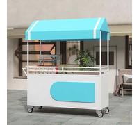 Chariot de nourriture portable avec auvent, roues verrouillables pour la vente de fruits, légumes, boissons et fleurs, présentoir mobile