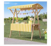 Chariot de nourriture portable en bois pliable pour marchés de rue, chariot pour événements et foires (style 1, 120 x 60 x 200 cm)