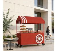 Chariot de nourriture portable, présentoir mobile pour aliments avec auvent verrouillable et roues, support de collation extérieur facile à assembler pour marchés, fêtes et événements