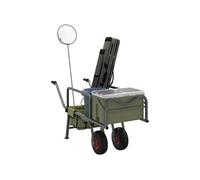 Chariot de pêche vert avec 2 roues acier enduit de poudre